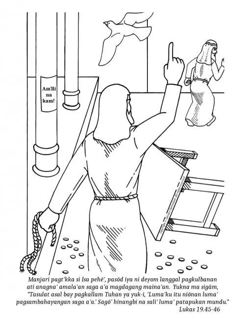 Atā pagbidda'an dusa si Adam maka kahāpan ya pamuwan kitam e' Tuhan. Magpatayan bangsa manusiya' ma sabab dusa a'a dakayu' inān, sagō' ballabi-labihan kahāpan Tuhan ya pangahilasna ma manusiya' labay min kasi-lasa si Isa Al-Masi, ya a'a dakayu' itu.